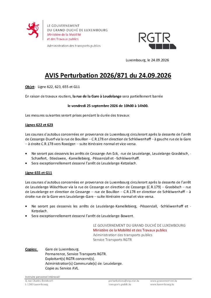 Avis RGTR – Rue de la Gare