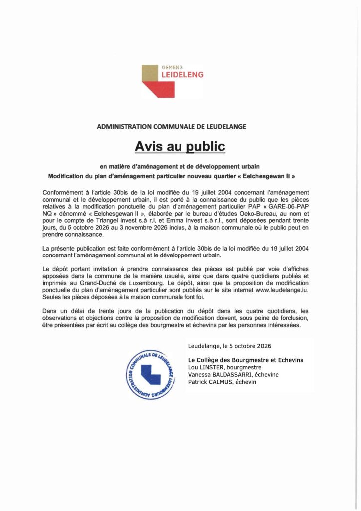 Avis au public / MOPO NQ Eelchesgewan II