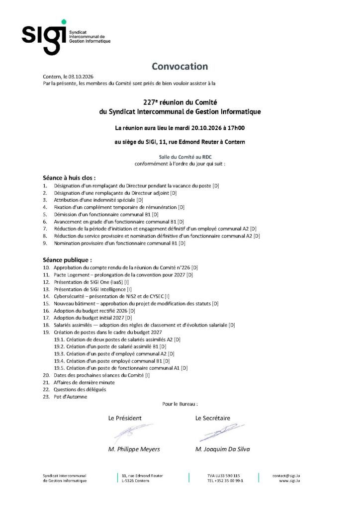 Sigi réunion comité