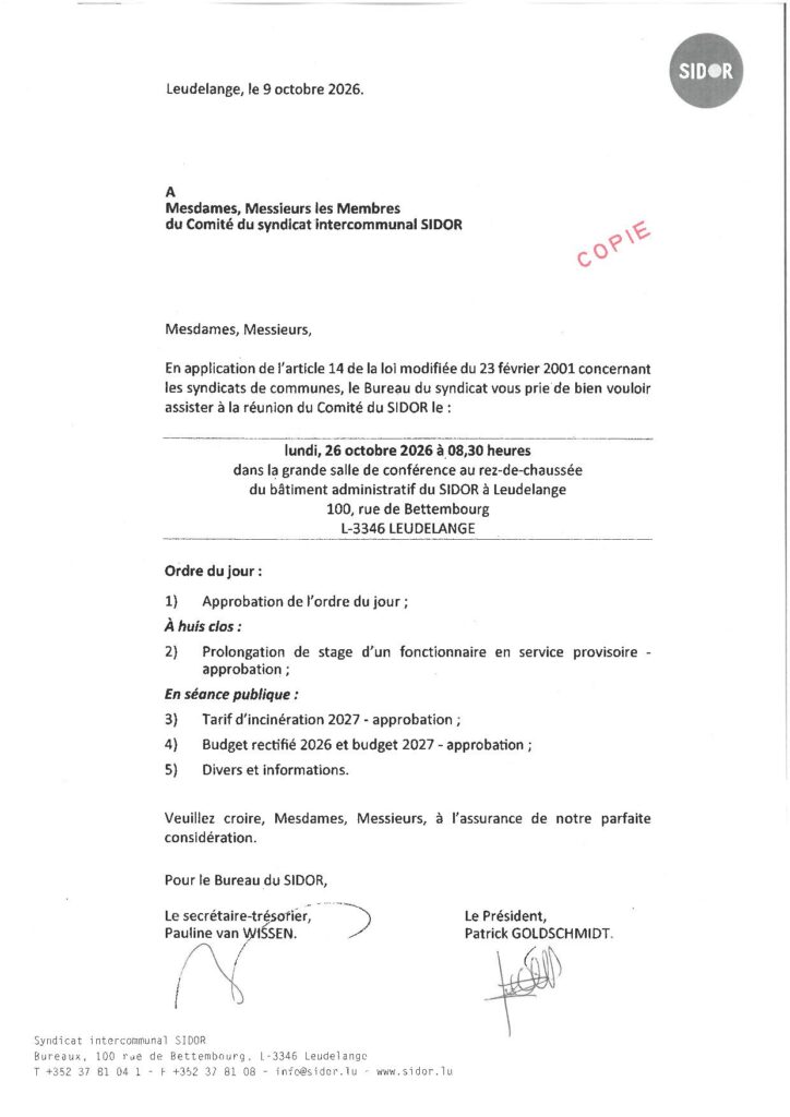 Réunion comité SIDOR