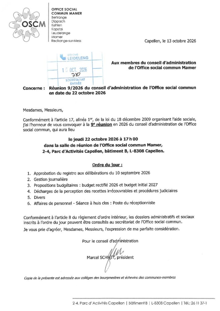 Réunion comité OSCM